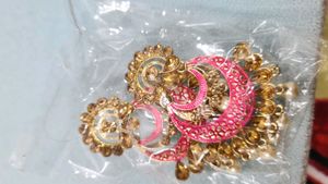 Pink Color Stone Heavy Earings
