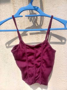 Ribbed Burgundy Crop Tank Top
