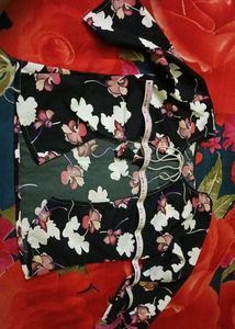 Floral Jacket with White Kurti