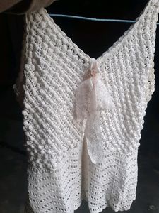 White Crocheted Winter Top