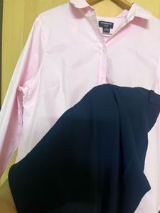 Combo- Pink Oversized Shirt &amp; Navy Blue Trouser
