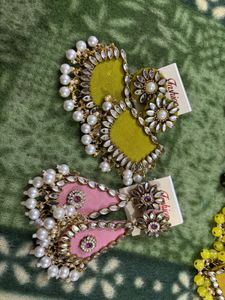 Pearl Drop Earrings Set 2 pairs combo