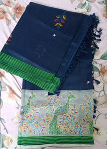 Elegant Navy Blue Silk Saree