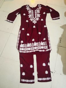 Blue Embroidered Kurti Set