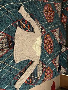 Lace Top with Chevron Detail
