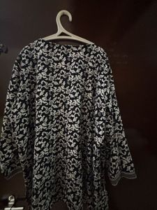 V Neck Black Short Kurti