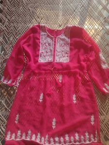 Pink Embroidered Kurta