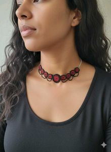 Red &amp; Black Beaded Choker
