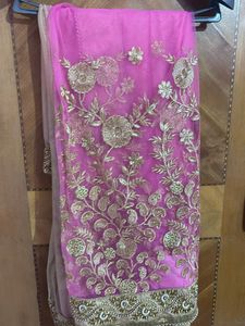 Pink & Gold Embroidered Sari