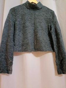 Mango Turtle Neck Cropped Sweatshirt
