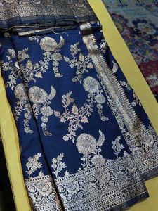 Elegant Blue & Gold Banarasi Saree