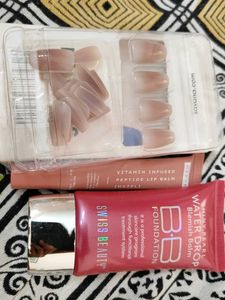 Swiss Beauty BB Foundation,hypen lip balm and nail