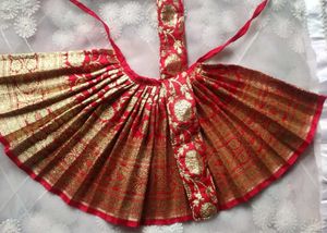 Red &amp; Gold Banarasi Lehenga For Radha Rani