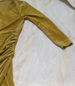 Turn Heads in Our Mustard Velvet Bodycon Dress.