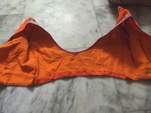 Orange Embellished Saree Blouse