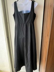 Elegant Black Square Neck Midi Dress