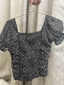 Floral Ruched Crop Top