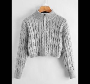 Gray Cable Knit Sweater