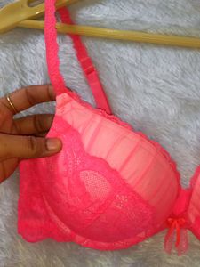 Hunkemoller Brand Fluorescent Pink Beautiful Bra