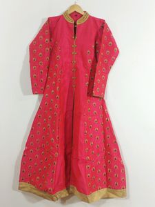 Pink &amp; Navy Ethnic Skirt Kurta Set (Women's)