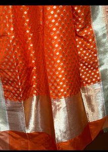 Pure Banarasi Orange &amp; Gold Dupatta