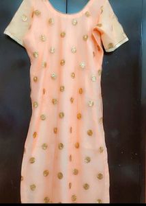 Light Orange Kurta &amp; Golden Skirt With Dupatta 40