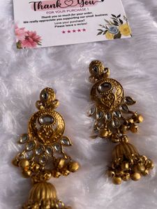 Golden Jhumka Earrings