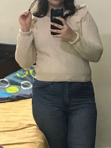 Off White Beads Sweater