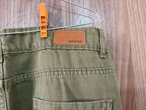 Olive Green Wide Leg Jeans