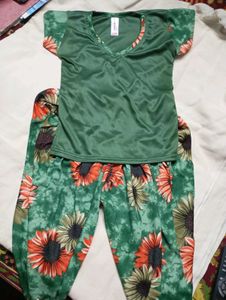 Kids Green Floral Pajama Set