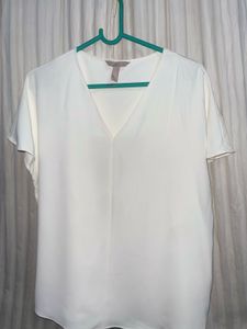 H&amp;M Women White Solid V-Neck Blouse