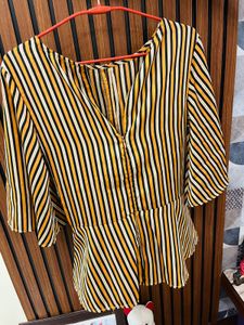 Striped Tie-Front Top