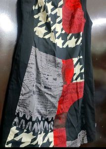 Black Dress Red &amp; White Printed For 36 Bust