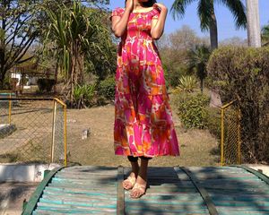 Bright Tiered Midi Dress