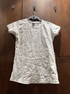 Ripple White Cotton T-Shirt – Size M