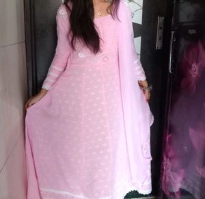 Pink Polka Dot Anarkali Suit