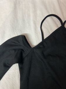 Halter Neck Black Ribbed Top ❤️‍🔥