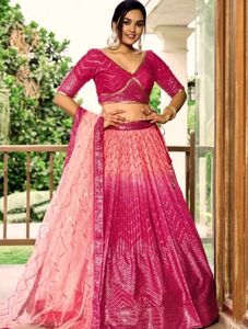Pink Ombre Lehenga Choli Set