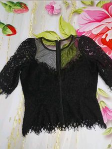 (444)Elegant Black Lace Top