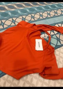 Orange Long Sleeve Workout Top