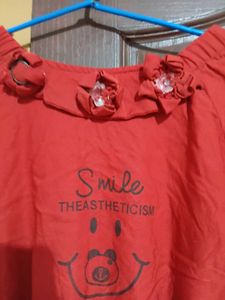 Red Ruffle Sleeve Top