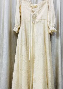 Adrene Puff Sleeves A Line Dress