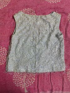 Whimsical Stone And Sequin Beaded Top