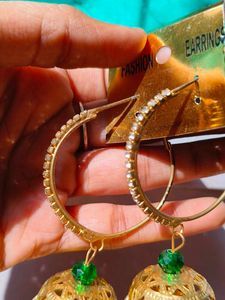 Green And Golden Earrings.