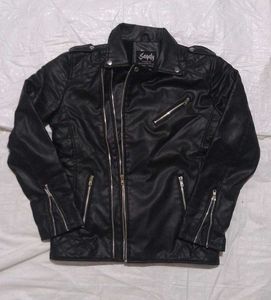 Sagaty Black Faux Leather Jacket