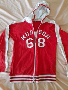Red Full Sleeve Hoodie With Attached Inner