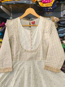 Elegant White Embroidered Anarkali Kurta Set