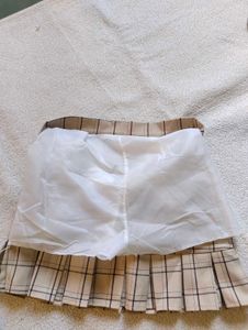 Beige Checked Skort.