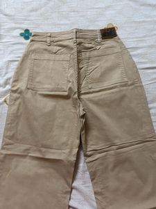 Beige Wide Leg Pants
