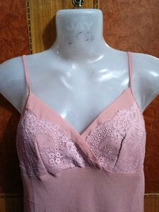 Pink Lace Trim Cami Dress